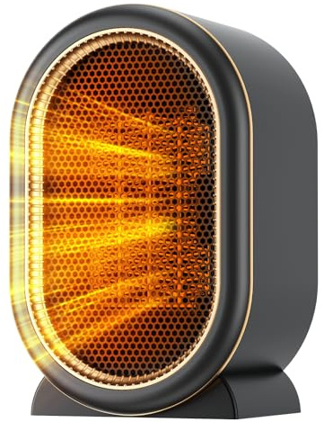 1200W Ceramic Plug in Fan Heater, Portable Electric Heaters with 2 Heat Modes, Overheating & Tip-Over Protection, Energy Saving, Small Smart Space Heaters for Bathroom, Bedroom, Living Room (Black)