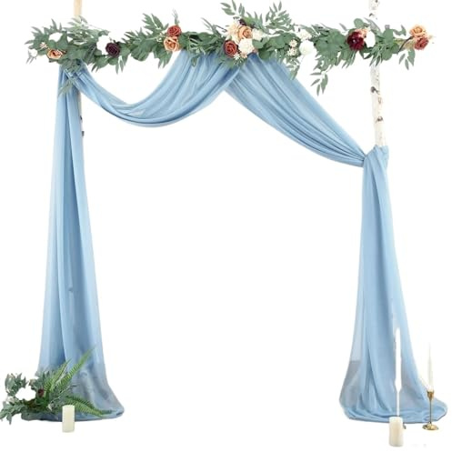 Tessuto Per Drappeggio Dell'Arco Nuziale Arco di nozze Drappeggio Tessuto Cerimonia Ricevimento Decorazioni for soffitto Tende in tessuto trasparente in chiffon for la festa nuziale(Sky blue,75x600cm)