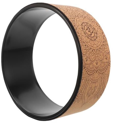 TOBBOMEY Ruota Yoga in PU e Tpe con Soft Cork Rullo per Stretching Schiena e Allenamento Pilates Accessorio Yoga per Flessibilità e Massaggio Muscolare Leggera e Portatile per Casa e
