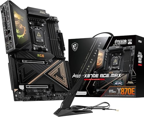 MSI Meg X870E Ace MAX Gaming Scheda madre (AMD Ryzen 9000/8000/7000 Series, AM5, DDR5, PCIe 5.0, SATA 6Gb/s, M.2, USB 3.1 Gen 2, Wi-Fi 6E, Bluetooth 5.3, HDMI/DP, ATX)