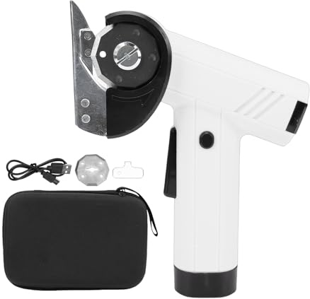 Haofy Forbici Elettriche Senza Fili, Taglierina per Tessuti Alimentata a Batteria Ricaricabile con Schermo LED e Interruttore di Sicurezza per Carta da Parati in Cartone, Pelle, Tela, (WHITE)