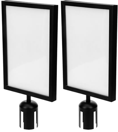 SHERCHPRY Supporto per Cartelli da Pavimento in Acciaio Inox 2 Pezzi, Cornice per Esposizione Poster Nero Verticale A4, Porta Insegne per Gestione Code in Negozi, Eventi e Spazi