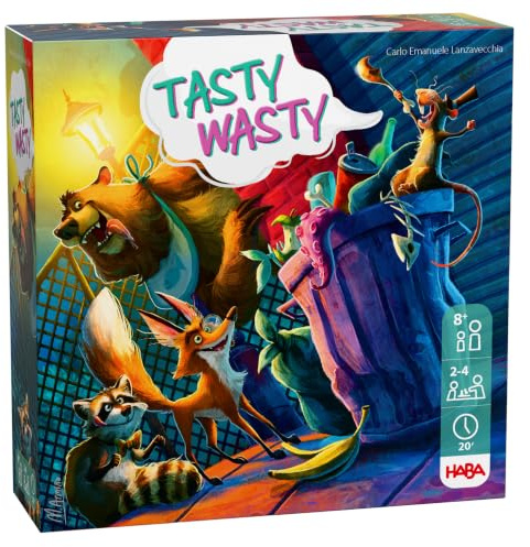 HABA Tasty Wasty – Witziges Karten- & Würfel-Zockerspiel für die ganze Familie ab 8 Jahren, Risikoreiche Jagd in der Mülltonne, für 2-4 Spieler – 2013180001