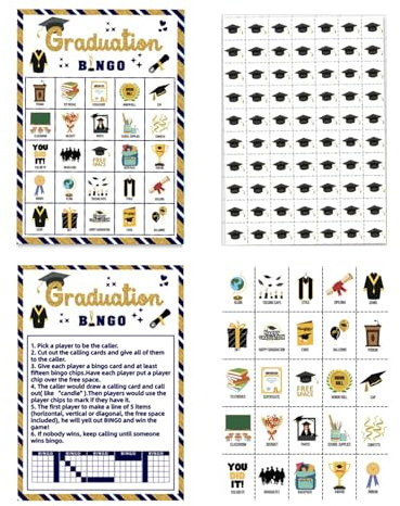 Mimoqk Commencement Bingo Set, Party Game Cards, Grad Play Pack with 24-Players, Celebration Activity for Gatherings, Event Tabletop Entertainment, 2026 Senior Fun for Indoor Outdoor School