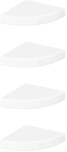 Fisinber - Juego de 4 estantes de esquina para pared, color blanco brillante, 25 x 25 x 3,8 cm, placa de nido de abeja MDF con montaje invisible, carga máxima: 5 kg, flotante, moderno, para salón