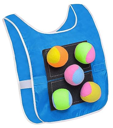 LeeQinersw Set da Gioco Dodgeball Gioco di Lancio Palla Appiccicosa Gilet Gilet Dodgeball Tag Accessori per Sport All'aperto Materiale in Tessuto Oxford, Bambini Blu