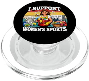 I Support Womens Sports Funny Cleaning Lady Housekeeping PopSockets PopGrip for MagSafe