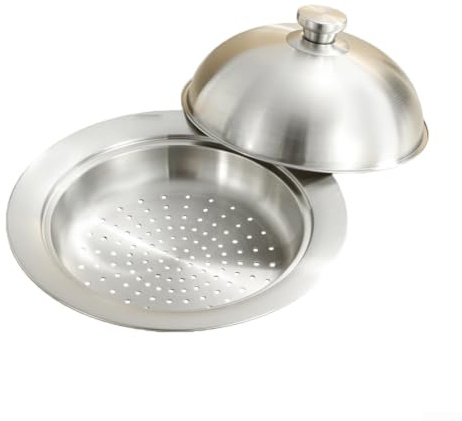 Dampfgarer 304 Edelstahl Dünsteinsatz klappbar für Töpfe und Wok - verstellbarer Gemüsedämpfer zum Garen von Fisch und Meeresfrüchten - 27,5x14cm Silberton
