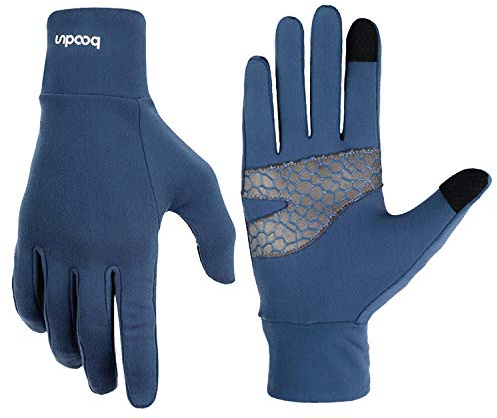 BOODUN Guanti Sportivi Leggeri Guanti da Corsa Guanti da Corsa Slim con Funzione Touchscreen e Funzione Antiscivolo - Guanti Blu - L/XL