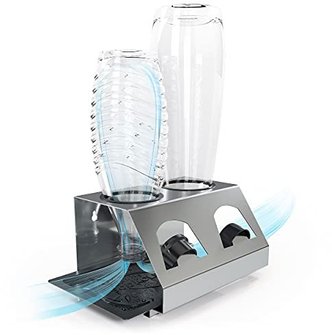 Scolapiatti in acciaio inox con vaschetta raccogligocce – per 2 bottiglie SodaStream e Emil - lavabile in lavastoviglie – Crystal Easy