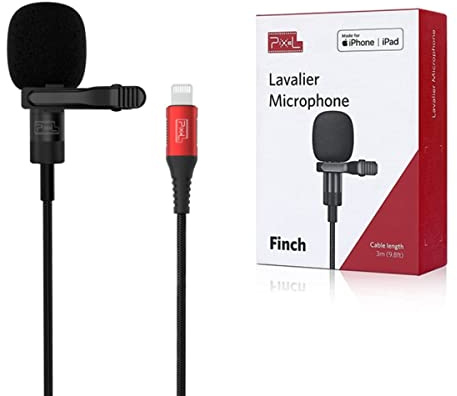 Pixel Apple Lightning Lavalier Mikrofon für iPhone/iPad/iPod | Kompatibel mit Apple Lightning-Anschluss, YouTube TikTok Video Interview Facebook Vlog (9.8ft/3m)(Apple MFi-zertifiziert)