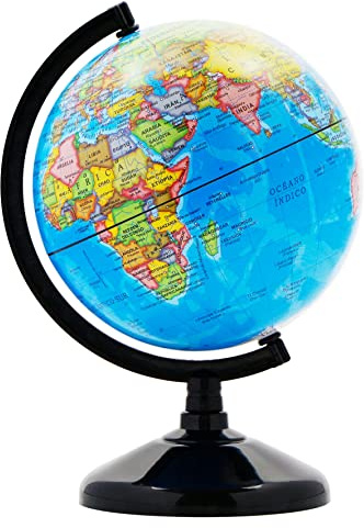 Exerz 14cm Schülerglobus - Spanische Karte - Globus Bildung Drehbarer - Pädagogische/Geografische - Lehrmaterial Globen Politische Karte - Durchmesser 14cm