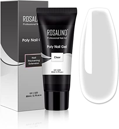 ROSALIND Gel trasparente per unghie in poli, 80 ml, gel di estensione, per principianti e professionisti, salone fai-da-te