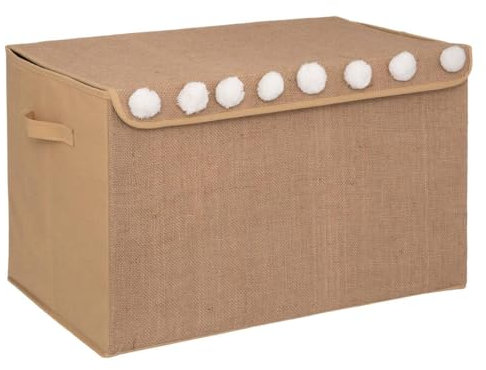 Atmosphera - Coffre Enfant - Jute et Pompons - 36x57 cm