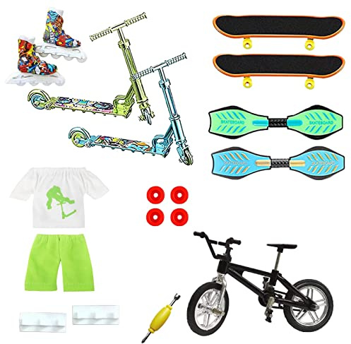 Mini Finger Scooter Set - Mini-Fingerspielzeug Skateboard Spielzeug Mit Schuhen Und Hosen, Finger-Skateboards, Fingerfahrräder, Training Requisiten Fingerspitzen Bewegung Spielzeug Spiele Für Kinder