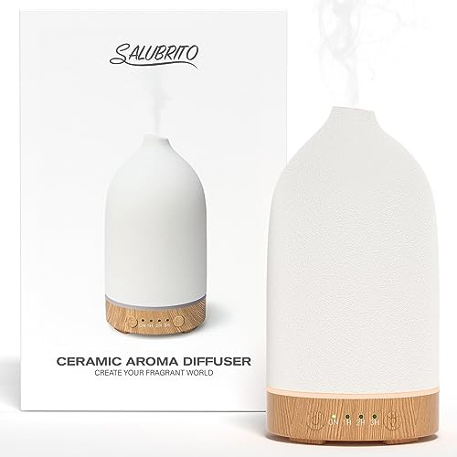 SALUBRITO Keramik Aroma Diffuser, Weiß Diffusor für Ätherische Öle