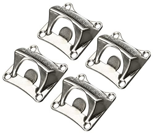 QUARKZMAN 4 uds Pared Montado Abrebotellas, 2,5 x 2,2 Fundido Hierro Montaje en Pared Cerveza Botella Abridor Cocina Bares Herramientas para Café Bares KTV Hoteles, Plata