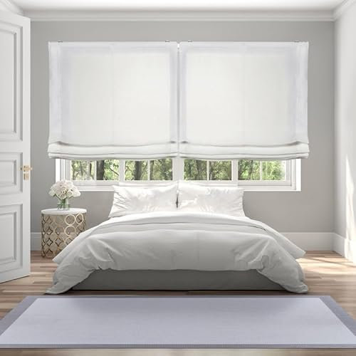 STOR PLANET | Estores Plegables Sin Varillas Translúcidos, Estores Paqueto de Tela Blancos, Estores de Pared para Ventanas de Dormitorio, Salón, Cocina… | Paqueto Blanco, 45x175cm