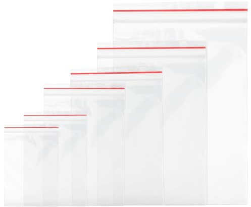 Baxcdyswe 600 Pezzi Bustine Trasparenti Richiudibili, 6 Misure Sacchettini Trasparenti Alimenti, Buste Plastica Richiudibili Zip, Ziplock Bags Chiusura con Cerniera, Applicano a Cucina, Ufficio