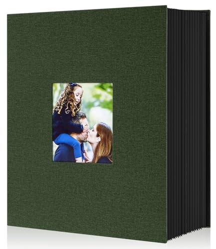 Lanpn Fotoalbum 10x15 1000, Extra Großes XXL Leinen Einstecken Einsteckalbum für Hochformat Fotos Bilder Grün