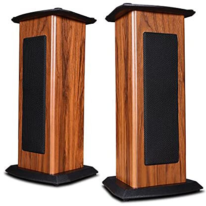LIPJIA Supports de Haut-parleurs,Grain de Bois pour Supports d'enceintes de Bureau et Satellites Home-Cinéma, avec Clou de Pied en cuivre Pur, écoute améliorée