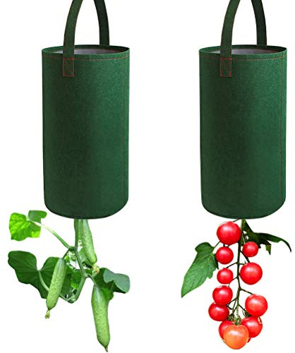 Wnvivi 2 st inverterad tomatblomlåda, filt hängande tomatodlingspåse, hängande jordgubbsplanteringspåsar, odlingspåsar för odling av jordgubbar grönsaker blommor