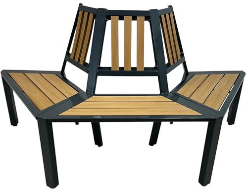 abc HOME | Gartenbank | Baumbank | halbrund | erweiterbar | WPC + Aluminium (anthrazit & braun)