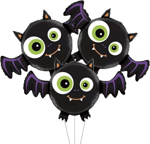 Halloween Luftballons,3 Stück Fledermaus Folienballons, Halloween Deko Set, Fledermaus Riesenballon für Party Deko