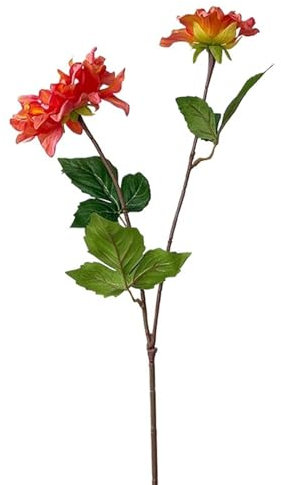 MKLHAVB Künstliche Blumen Künstliche Dahlien-Blumen for Dekorationen, realistische Haptik, rosa Hochzeitsblumen-Arrangement, Kunst, Silikon-Dahlien-Blumen Künstliche Blumenstrauß(Orange Dahlia)