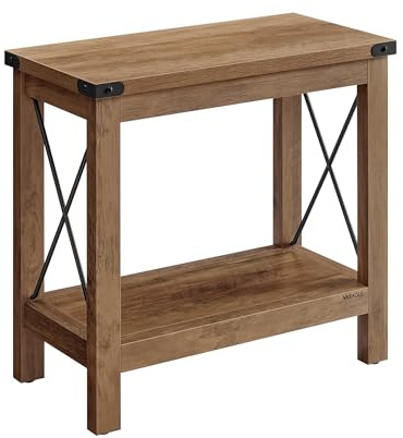 VASAGLE 2-Tier End Table, Side Table with Bottom Shelf, Nightstand for Small Spaces, for Living Room, Bedroom, Farmhouse Style, Honey Brown ULET235K41