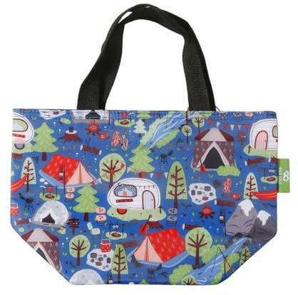 Eco Chic Lightweight Foldable Insulated Lunch Bag Water Resistant Cooler Bag (Cosy Camping Blue)
