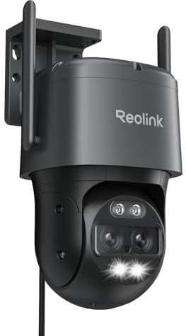 REOLINK 4K Wired WiFi Outdoor Camera, 8MP Dual Lens Security Camera, 360 PTZ Camera Auto Tracking, 2.4/5GHz Wi-Fi Smart Person/Vehicle Detection, 6X Hybrid Zoom, Color Night Vision, TrackMix WiFi
