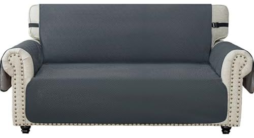 Ystyle Sofa Überzug 3 Sitzer, Sofaschoner rutschfest, Sofabezug Mit Armlehne, Couch Überzug Kratzfest, Sofa Cover Für Katze Hunde, Sofaüberwurf Durable, Waschbar Couchbezug, Dunkelgrau