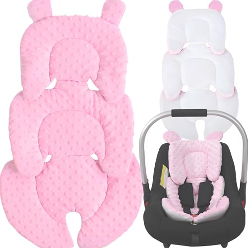 CXAFQ Cuscino Per Passeggini Rosa, 67*38cm, Cuscino Plagiocefalia Neonato, Tessuto Traspirante In Velluto Di Fagioli Adatto a Tutte Le Stagioni, Usato Per Sedili Di Sicurezza, Cesti, Passeggini