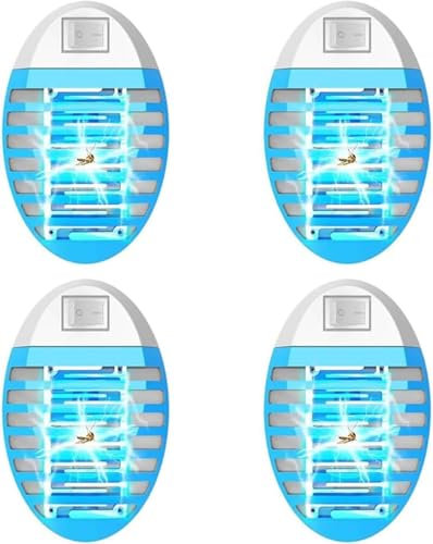 Bug Zapper,4 Packs Insect Pest Killer,Fruit Fly Traps Indoor,Mosquito Killer for Flying Insect Control Lamp,Electric Fly Killers with UV Light,With grid to prevent accidental contact ﻿