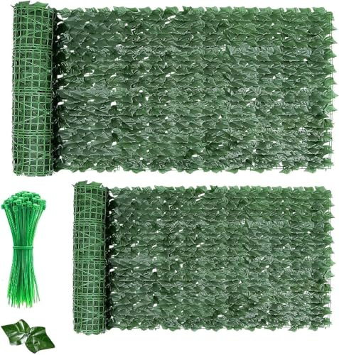 300x100cm Efeu Sichtschutz Mit Kabelbinder Balkon Sichtschutz | Sichtschutz Zaun Efeu, Sichtschutz Garten, Sichtschutz Kunstpflanzen, Künstliche Blätter Sichtschutz Wetterfest fur Balkon