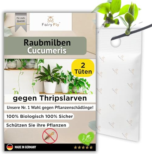 FairyFly Raubmilben Cucumeris – Natürlich gegen Thripselarven & Schädlinge – 100 % Biologisch & chemiefrei – Für Zimmerpflanzen, Garten & Gewächshaus – Made in Germany (2 Tütchen)