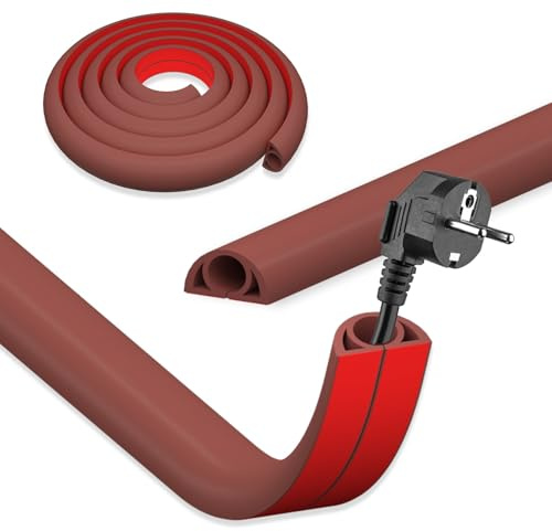 DIKARIYA Kabelkanal Selbstklebend Rot, 2CMx1M Flexible Klein Kabelkanal Boden Kabelbrücke Flexible Kabelabdeckung Kabelschacht Leicht zu Schneiden Montage für Netzkabel Haus, Büro, Schule