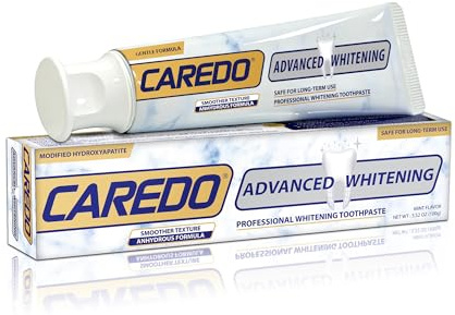 CAREDO Triple Whitening Zahnpasta, Nano-Hydroxylapatit, remineralisierend und Enzymfleckenentfernung für dauerhaften Glanz, fluoridfreie Zahnpasta für empfindliche Zähne, minzig, 3,52 Unzen