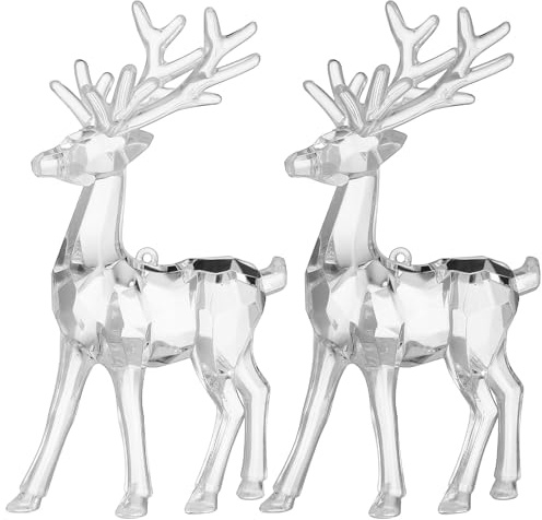 Toyvian 2pcs Clear Acrylic Elk Figurines Christmas Deer Ornaments Christmas Table Centrepiece Xmas Party Decor
