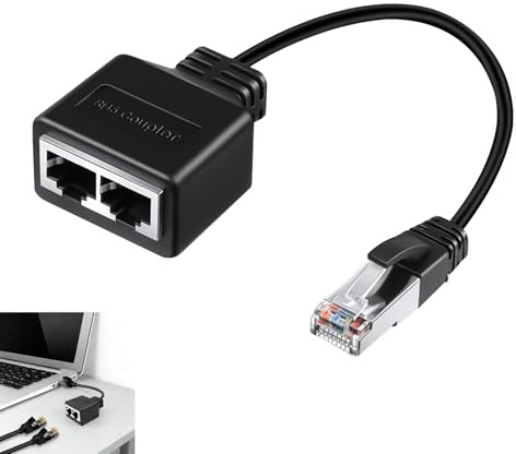 RJ45 Ethernet-splitter, RJ45-splitter, 1 hane, 2, passiv hona, för Cat5 Cat5 Cat6 Cat7, kompakt plug play-adapter för delning av LAN-anslutning hemma eller på kontoret, 30 cm