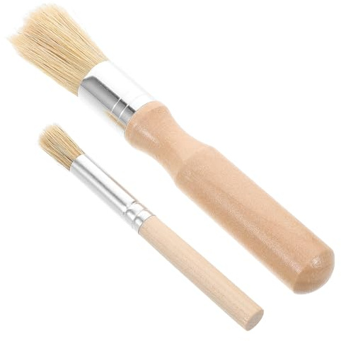 OSOLADY Cepillo de Repostería de Madera 2 Pcs, Pincel para Hornear Aceite, Cerdas Suaves, Mango de Madera Ergonómico, Utensilio para Barbacoa y Cocina, Adecuado para Horno de Pizza