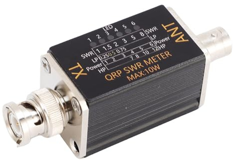 ZAICOLER Kompaktes, Leichtes SWR-Messgerät, 1–30 MHz Kurzwellen-Stehwellenanzeige, Radio-Amateur-Tester mit 6 LED-Leuchten, Ideal für den Außenbereich