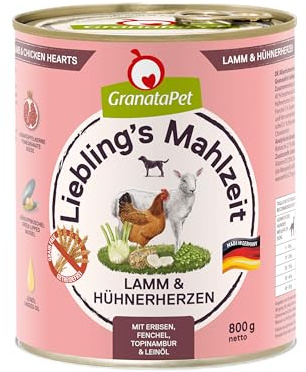 GranataPet Liebling's Repas - Agneau et cœur de Poulet - Nourriture Humide pour Chien - sans céréales et sans Sucre - Aliment Complet - 6 x 800 g