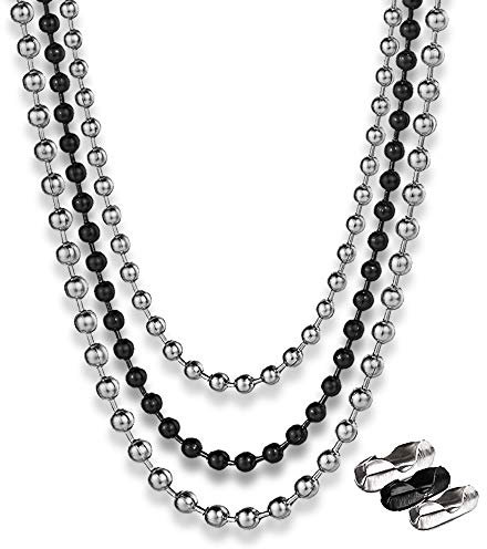 9m Catena a Sfere in Acciaio Inossidabile con 40 Connettori Abbinati, 5 metri 2,4mm Catena a Sfere D'argento, 2 metri 2,4mm Catena a Sfere Nera, 2 metri 3mm Catena a Sfere Argento