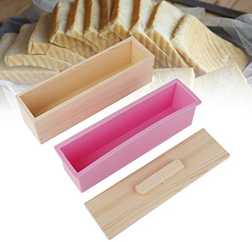 Tyenaza Moule à Savon En Silicone De 900 Ml Avec BoîTe En Bois Et Couvercle, Ensemble Polyvalent D'Outils De Fabrication De Savon à DéCoupe RéGlable