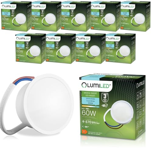Lumiled Modul LED INSERT 7 W (Entspricht 60 Watt), extra flach spot, 670 Lumen, Kaltweiß 6500K, 120 Grad Abstrahlwinkel, Ra>80, Nicht Dimmbar, Leuchtmittel, Keramik, 10-er Pack