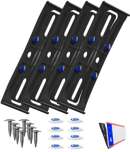 2 Kennzeichenhalter Österreich Rahmenlos schwarz flach 4mm für Kennzeichentafeln 520x120mm unsichtbar Kennzeichenträger für Österreich Dänemark Slowenien