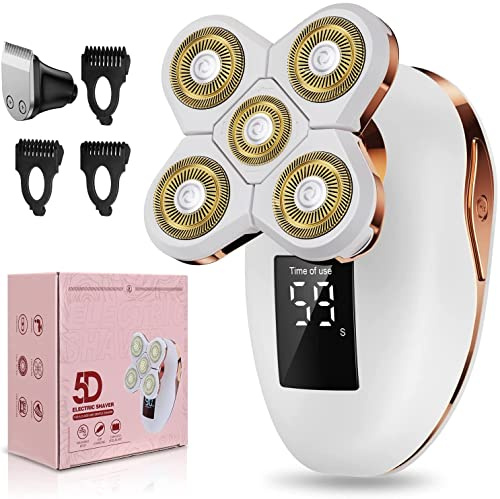 TAYAYO 2-in-1 Electric Razors for Women, Wet/Dry 5D Razor & Hair Trimmer with USB Adapter Charging Cable,5D Rechargeable Rotary Shaver Lithium-Ion Battery, Water Resistant Grooming Kit Color B