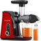 AMZCHEF Entsafter Gemüse und Obst mit 2 Geschwindigkeitsmodi - Entsafter Slow Juicer mit Tragbare Flasche und 2 Tassen - BPA freie Cold Press Juicer mit Intelligente LED und Umkehrfunktion Rot